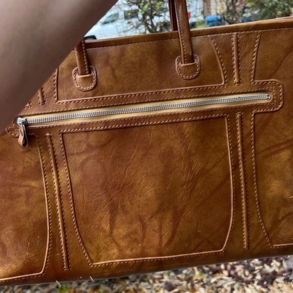 Vintage Tan Leather American Tourister 1975 Briefcase Bag Brown Chestnut - Picture 2 of 6